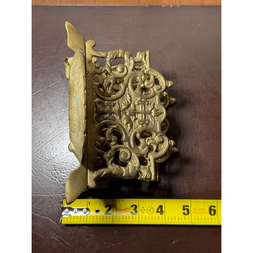 Vtg Solid Brass Letter Holder Mail Organizer Desk Art Nouveau Victorian Style - Picture 10 of 10